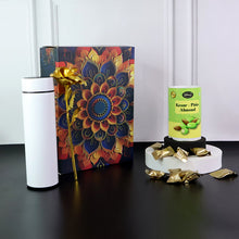 Effete Kesar Pista Almonds Gift Hamper, Golden Rose With Bottle (3 Pc Set)