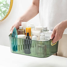 Premium Ribbed Transparent Storage Basket with Gold Handle – Multipurpose Kitchen & Home Organizer Box (25x14cm / 4 Pc)