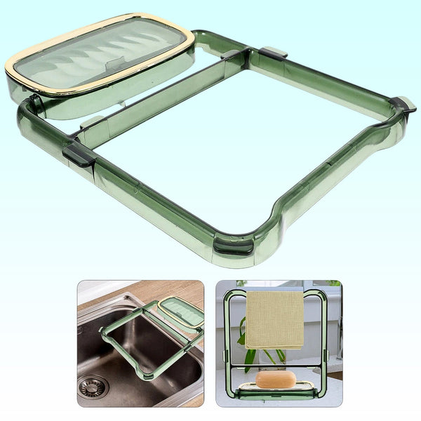 2-in-1 Self-Adhesive Towel Hanger & Soap Holder Stand (1 Pc)