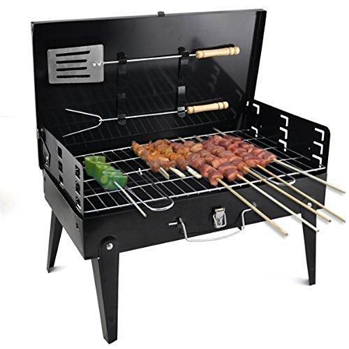 Stainless Steel Briefcase-Style Barbecue Grill Toaster (Medium, Black)