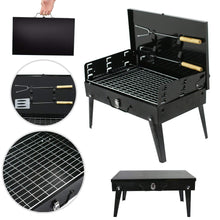 Stainless Steel Briefcase-Style Barbecue Grill Toaster (Medium, Black)