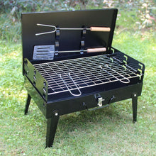 Stainless Steel Briefcase-Style Barbecue Grill Toaster (Medium, Black)