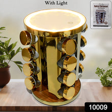 LED Spice Rack Organizer | 360° Rotating Tower with 16 Seasoning Jars