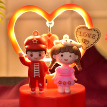 Cute Romantic Couple Love Showpiece with Heart Frame LED Light