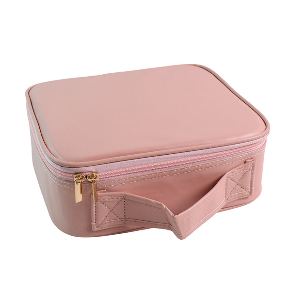 Premium Pink LED Makeup Organizer Box with Touch Sensor Mirror