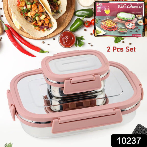 Premium Stainless Steel Leak Proof Air Tight Lunch Boxes  2 Pc Set)