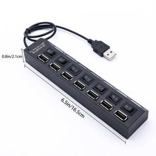 USB Splitter Multi Port USB 2.0 Hub, 7 Port with Independent On/Off Switch and LED Indicators USB A Port Data Hub, Suitable for PC Computer Keyboard Laptop Mobile HDD, Flash Drive  Etc
