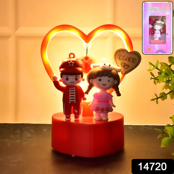 Cute Romantic Couple Love Showpiece with Heart Frame LED Light