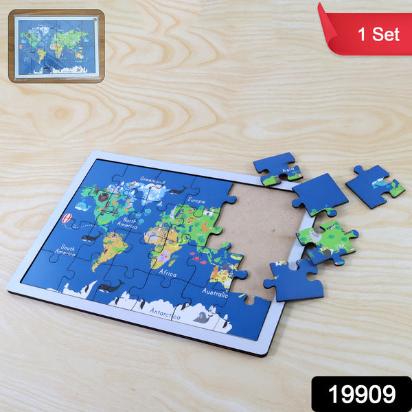 Educational Wooden World Map Puzzle For Kids