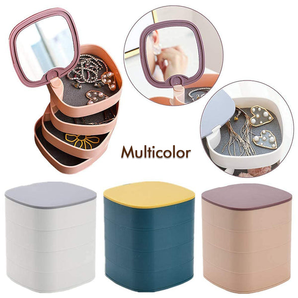 4 Layers Rotating Jewellery Storage Box with Mirror