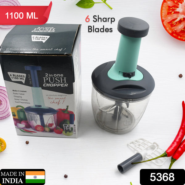 1100 ml 2-in-1 Push-Up Chopper with Blender