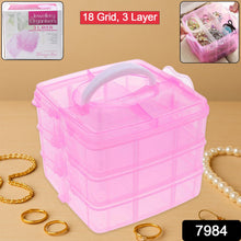 Versatile 18-Grid 3-Layer Transparent Plastic Organizer Box with Adjustable Dividers for Jewelry & Fishing Hooks