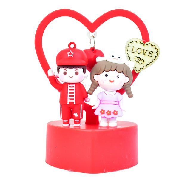 Cute Romantic Couple Love Showpiece with Heart Frame LED Light