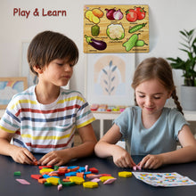 Wooden Vegetable Puzzle Learning Educational Board